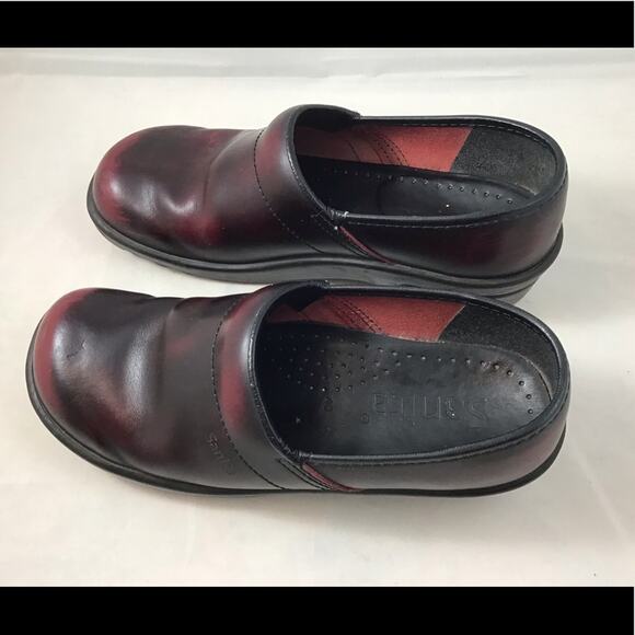 Sanita Professional Women leather Clog Burgundy 40/9us Classic Comfortable - Picture 5 of 8